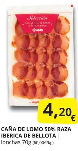 Supermercados MAS Caña de lomo 50% raza iberica de bellota oferta