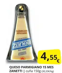 Supermercados MAS ZANETTI Queso parmigiano 15 mes oferta