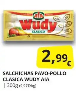 Supermercados MAS AIA Salchichas pavo-pollo clasica wudy oferta