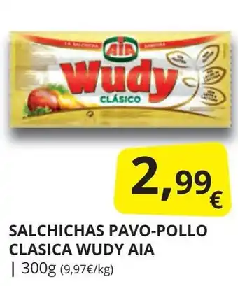 Supermercados MAS AIA Salchichas pavo-pollo clasica wudy oferta
