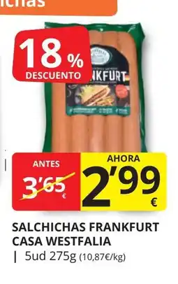 Supermercados MAS Salchichas frankfurt casa westfalia oferta