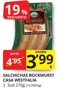 Supermercados MAS BOCKWURST Salchichas casa westfalia oferta