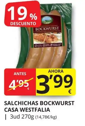 Supermercados MAS BOCKWURST Salchichas casa westfalia oferta