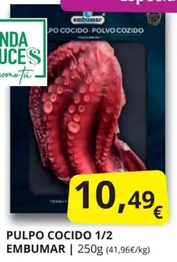 Supermercados MAS EMBUMAR Pulpo cocido 1/2 oferta