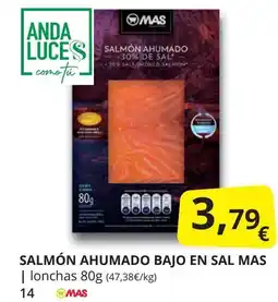 Supermercados MAS MAS Salmón ahumado bajo en sal oferta