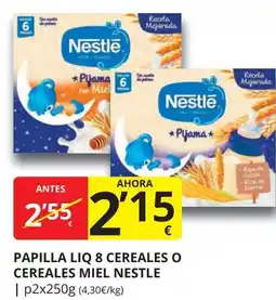 Supermercados MAS NESTLE Papilla liq 8 cereales o cereales miel oferta