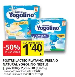 Supermercados MAS NESTLE Postre lacteo platano, fresa o natural yogolino oferta