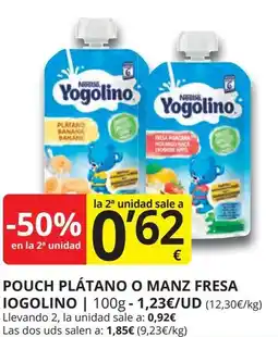 Supermercados MAS NESTLE Pouch plátano o manz fresa iogolino oferta