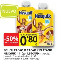 Supermercados MAS NESQUIK Pouch cacao o cacao y plátano oferta