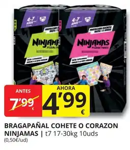 Supermercados MAS NINJAMAS Bragapañal cohete o corazon oferta