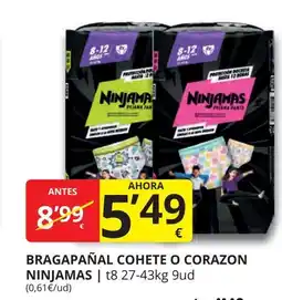 Supermercados MAS NINJAMAS Bragapañal cohete o corazon oferta