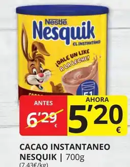 Supermercados MAS NESTLE Nesquik cacao instantaneo oferta