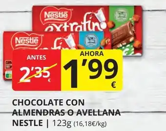 Supermercados MAS NESTLE Chocolate con almendras o avellana oferta