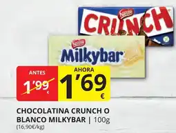 Supermercados MAS NESTLE Milkybar chocolatina crunch o blanco oferta