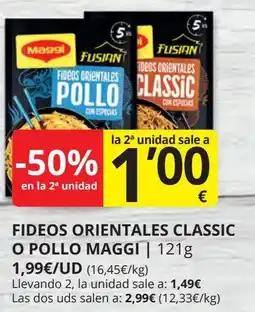 Supermercados MAS MAGGI Fideos orientales classic o pollo oferta