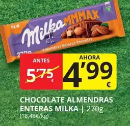 Supermercados MAS MILKA Chocolate almendras enteras oferta