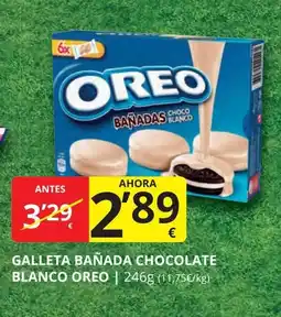 Supermercados MAS OREO Galleta bañada chocolate blanco oferta