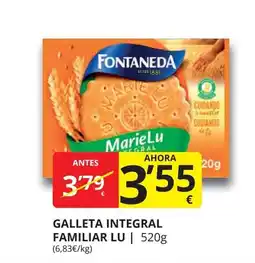 Supermercados MAS FONTANEDA  Galleta integral familiar lu oferta
