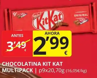 Supermercados MAS NESTLE Kit kat chocolatina multipack oferta