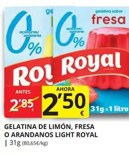 Supermercados MAS ROYAL Gelatina de limón, fresa o arandanos light oferta