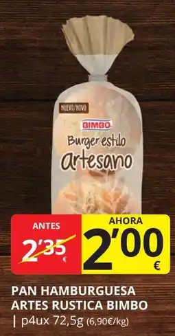 Supermercados MAS BIMBO Pan hamburguesa artes rustica oferta