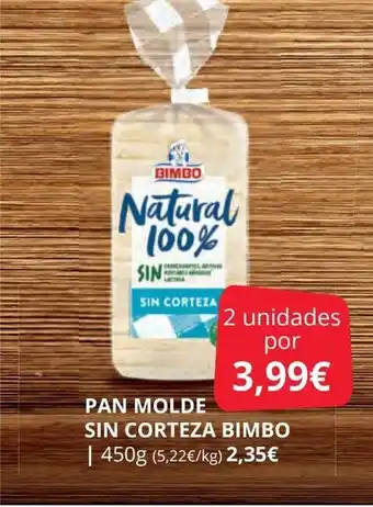 Supermercados MAS BIMBO Pan molde sin corteza oferta