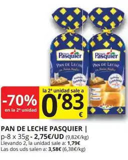 Supermercados MAS PASQUIER Pan de leche oferta