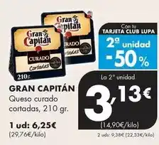 Supermercados Lupa Gran capitán - queso curado cortadas oferta