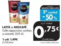 Supermercados Lupa Nescafé - latte de cafe cappuccino oferta