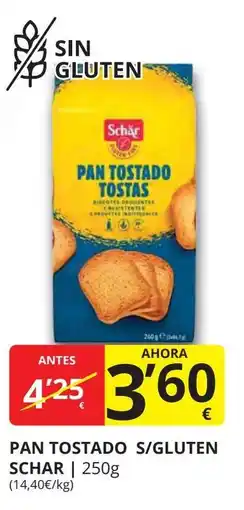 Supermercados MAS SCHAR Pan tostado s/gluten oferta