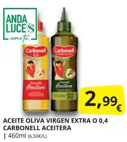 Supermercados MAS CARBONELL Aceite oliva virgen extra o 0,4 aceitera oferta