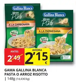 Supermercados MAS GAMA GALLINA Blanca pasta o arroz risotto oferta