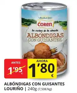 Supermercados MAS COREN Albóndigas con guisantes louriño oferta
