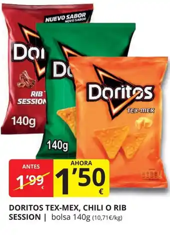 Supermercados MAS DORITOS Tex-mex, chili o rib session oferta