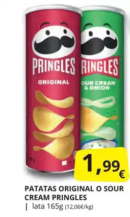 Supermercados MAS PRINGLES Patatas original o sour cream oferta