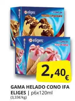 Supermercados MAS IFA ELIGES Gama helado cono oferta