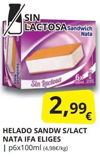 Supermercados MAS IFA ELIGES Helado sandw s/lact nata oferta