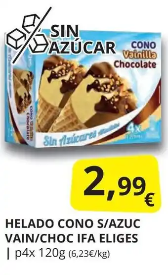 Supermercados MAS IFA ELIGES Helado cono s/azuc vain/choc oferta