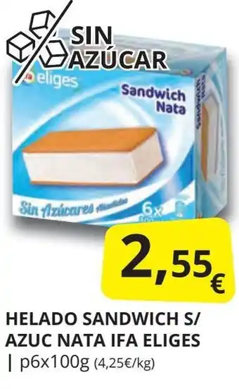 Supermercados MAS IFA ELIGES Helado sandwich s/ azuc nata oferta
