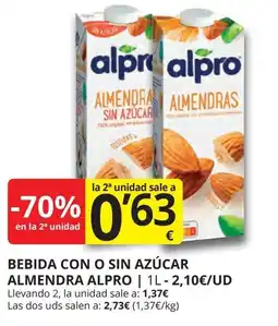 Supermercados MAS ALPRO Bebida con o sin azúcar almendra oferta