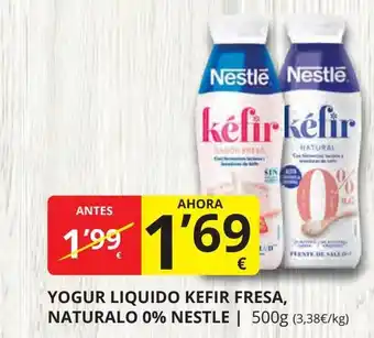 Supermercados MAS NESTLE Yogur liquido kefir fresa, naturalo 0% oferta