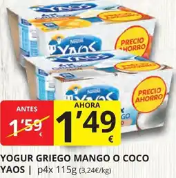 Supermercados MAS YAOS Yogur griego mango o coco oferta