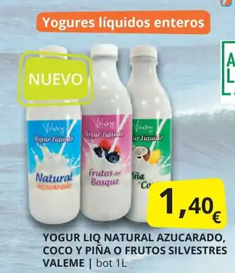 Supermercados MAS Yogur liq natural azucarado, coco y piña o frutos silvestres valeme oferta