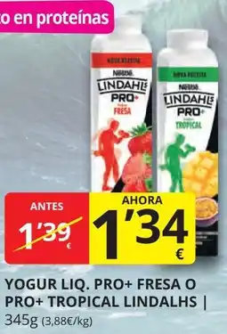 Supermercados MAS NESTLE Yogur liq. pro+ fresa o pro+ tropical lindalhs oferta