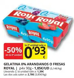 Supermercados MAS ROYAL Gelatina 0% arandanos o fresas oferta