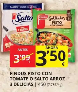 Supermercados MAS FINDUS Pisto con tomate o salto arroz 3 delicias oferta
