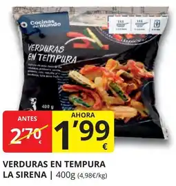 Supermercados MAS LA SIRENA Verduras en tempura oferta