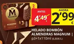 Supermercados MAS MAGNUM Helado bombón almendras oferta