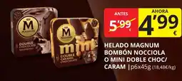 Supermercados MAS MAGNUM Helado bombón nocciola o mini doble choc/ caram oferta