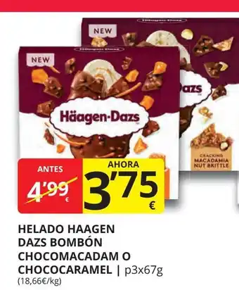 Supermercados MAS HAAGEN DAZS Helado bombón chocomacadam o chococaramel oferta
